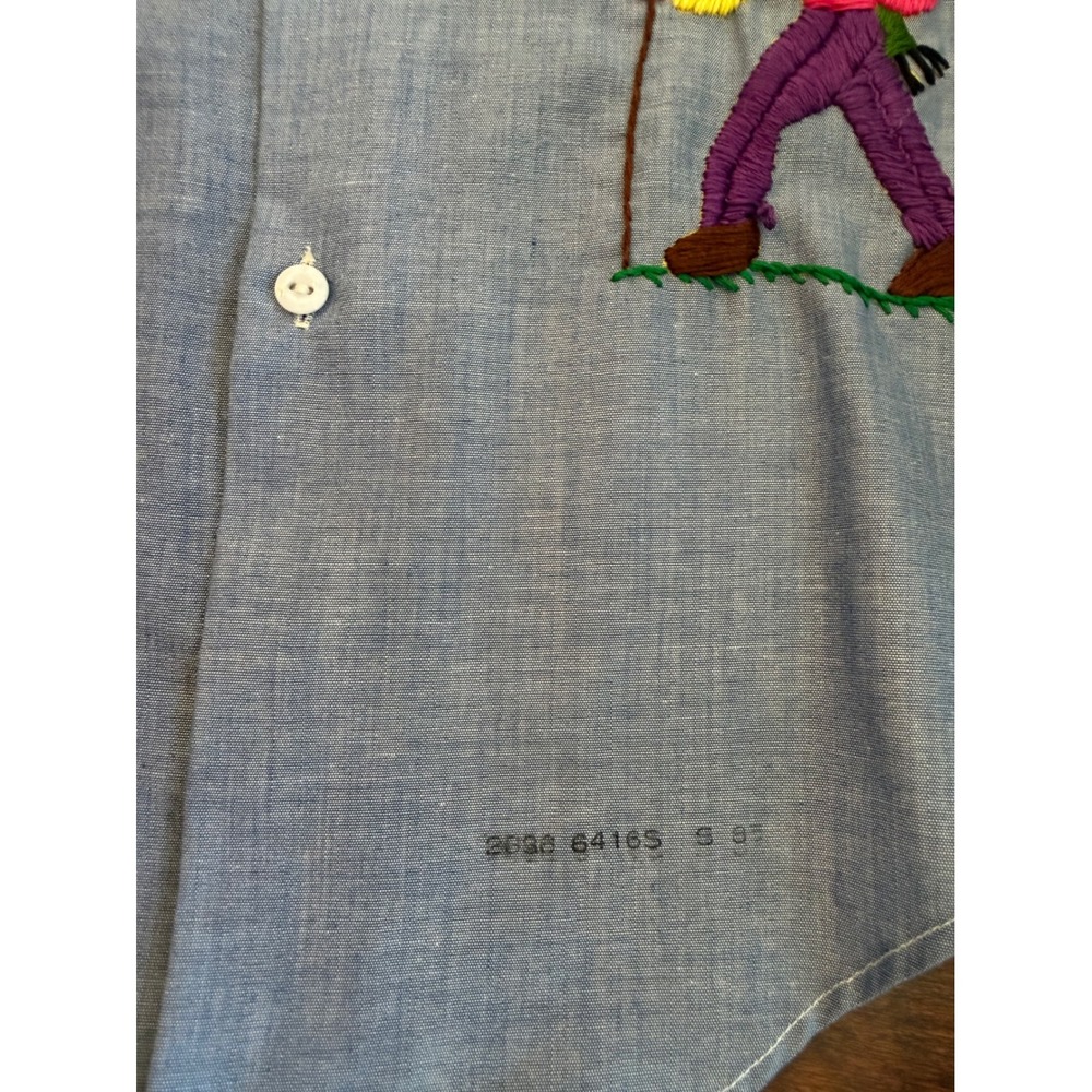 Vintage Chambray 70's American Apparel RN 45055 Work Shirt Hand Embroidered SZ S - Picture 4 of 13